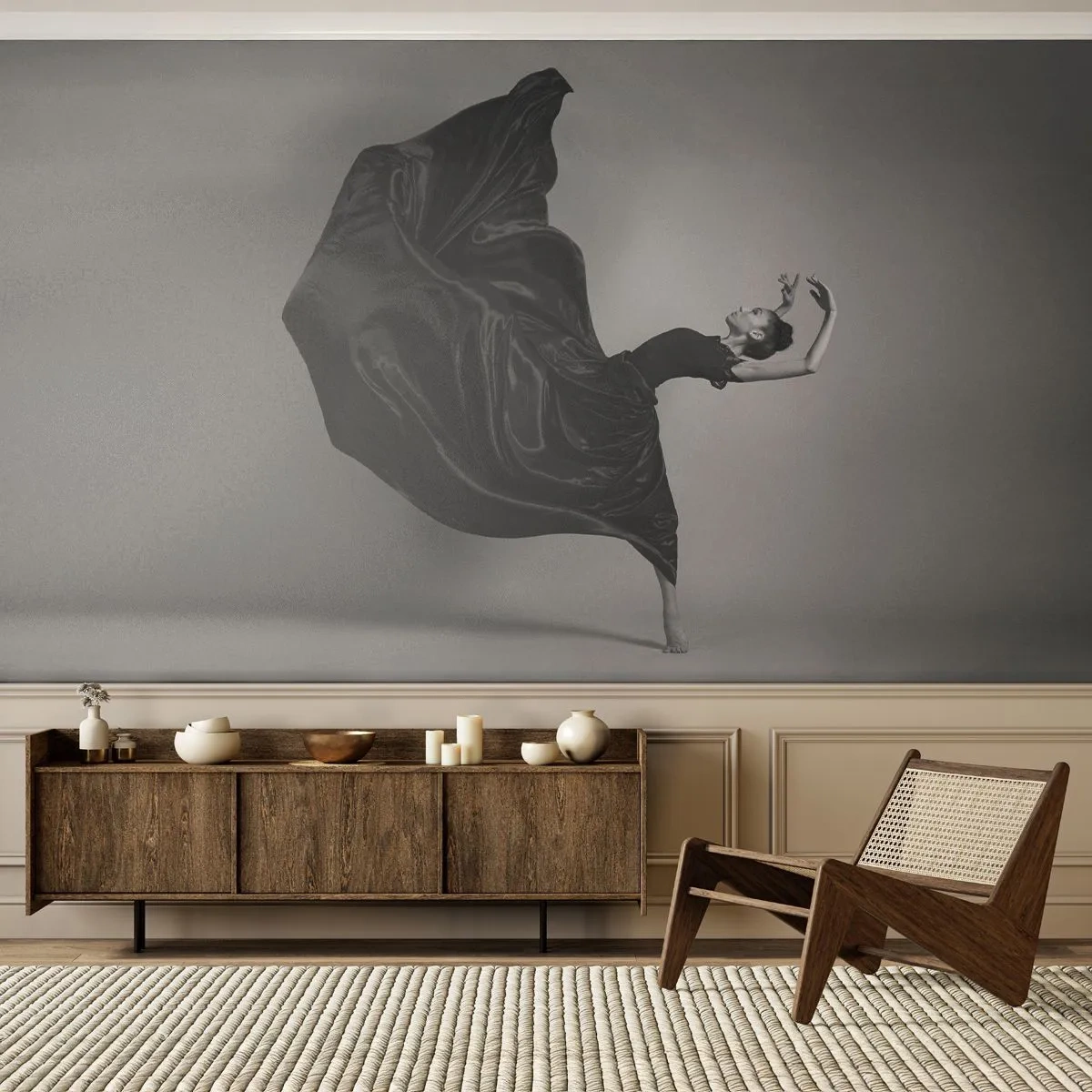 Fototapet Premium Sand - Bevingad av musiken - Dansa, Kvinna, Dansare - 350x256 cm