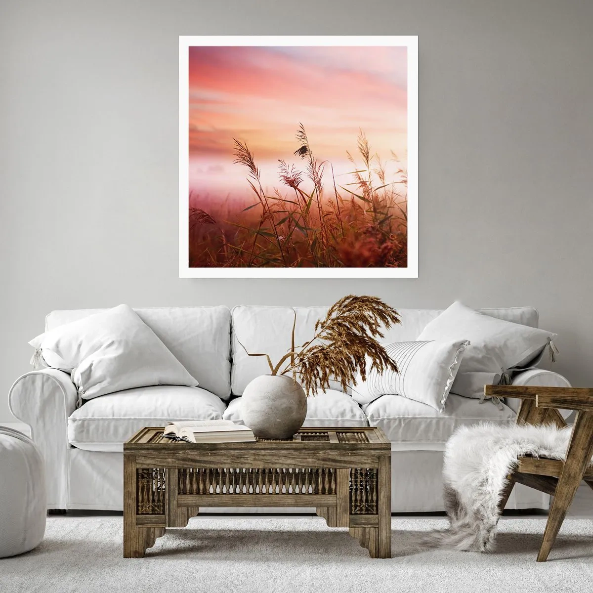 Affisch - Drakar, maskrosor, vind - 40x40 cm