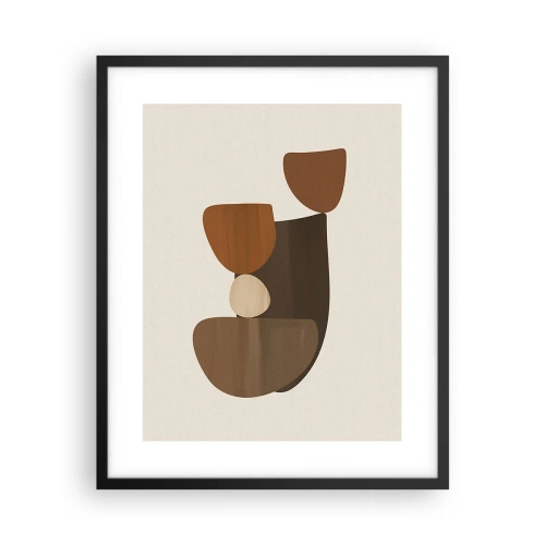 Affisch i svart ram - Komposition i brun - 40x50 cm