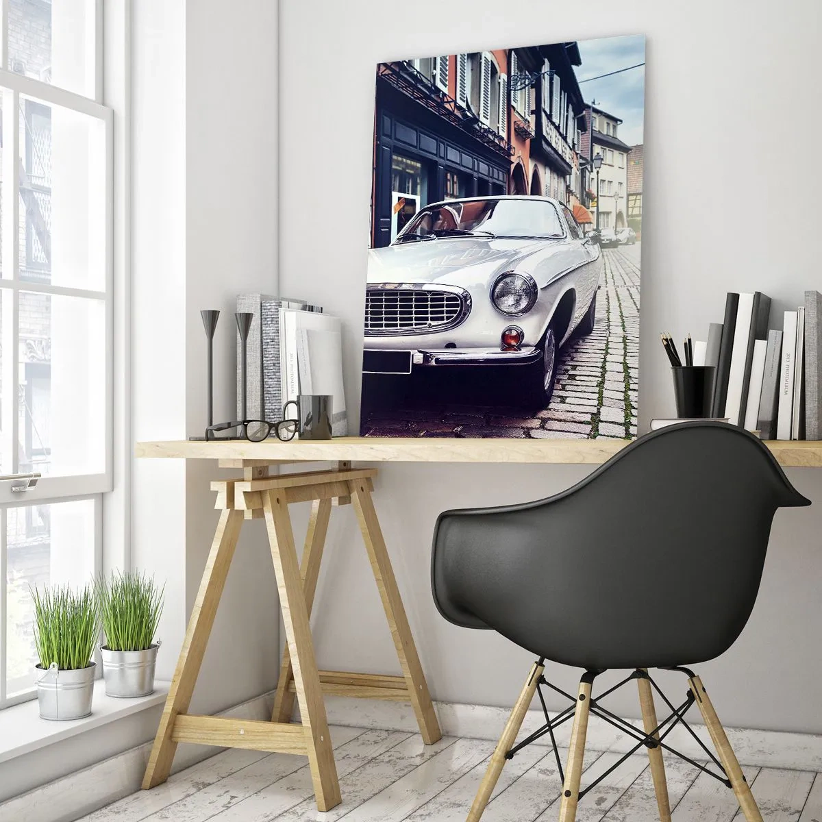 Glastavla - Bild på glas - Det förflutna är idag - 50x70 cm