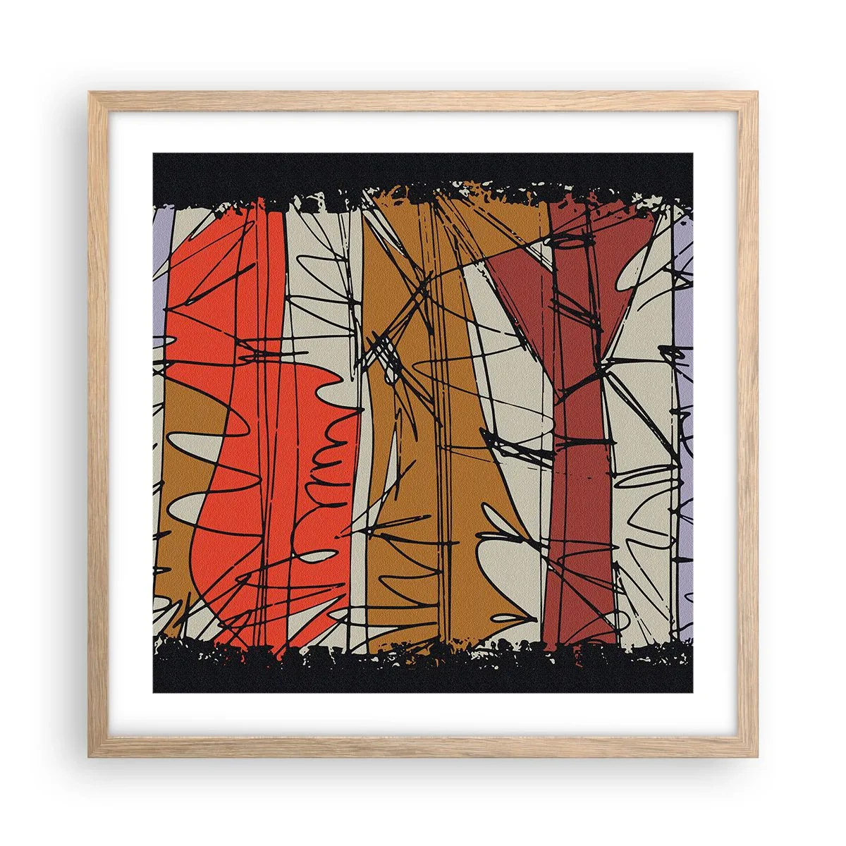 Affisch i ram av ljusek - Spontan komposition - 50x50 cm