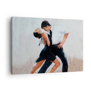 Canvastavla - Bild på duk - Ett par som dansar i en elegant, sensuell bild - 70x50cm - Mina drömmars tango - Modern väggdekoration för vardagsrum och sovrum ARTTOR
