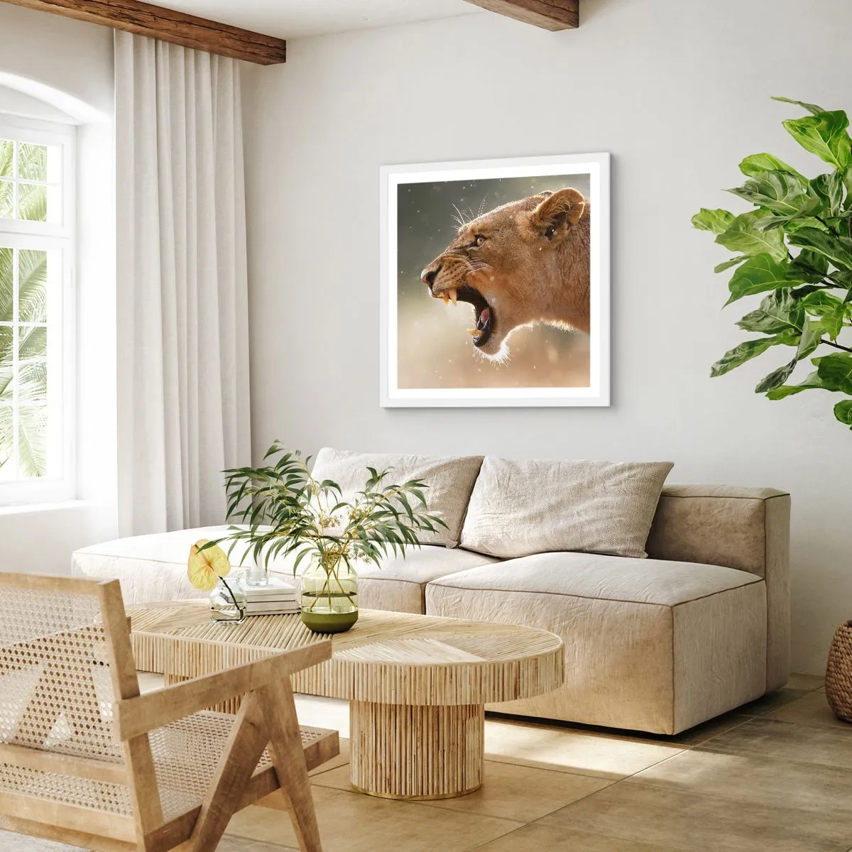 Affisch i vit ram - Försök att inte lyssna - 60x60 cm