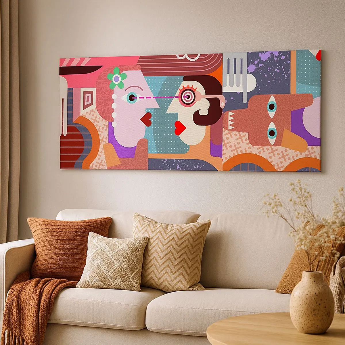 Canvastavla - Bild på duk - Öga mot öga  - 100x40 cm