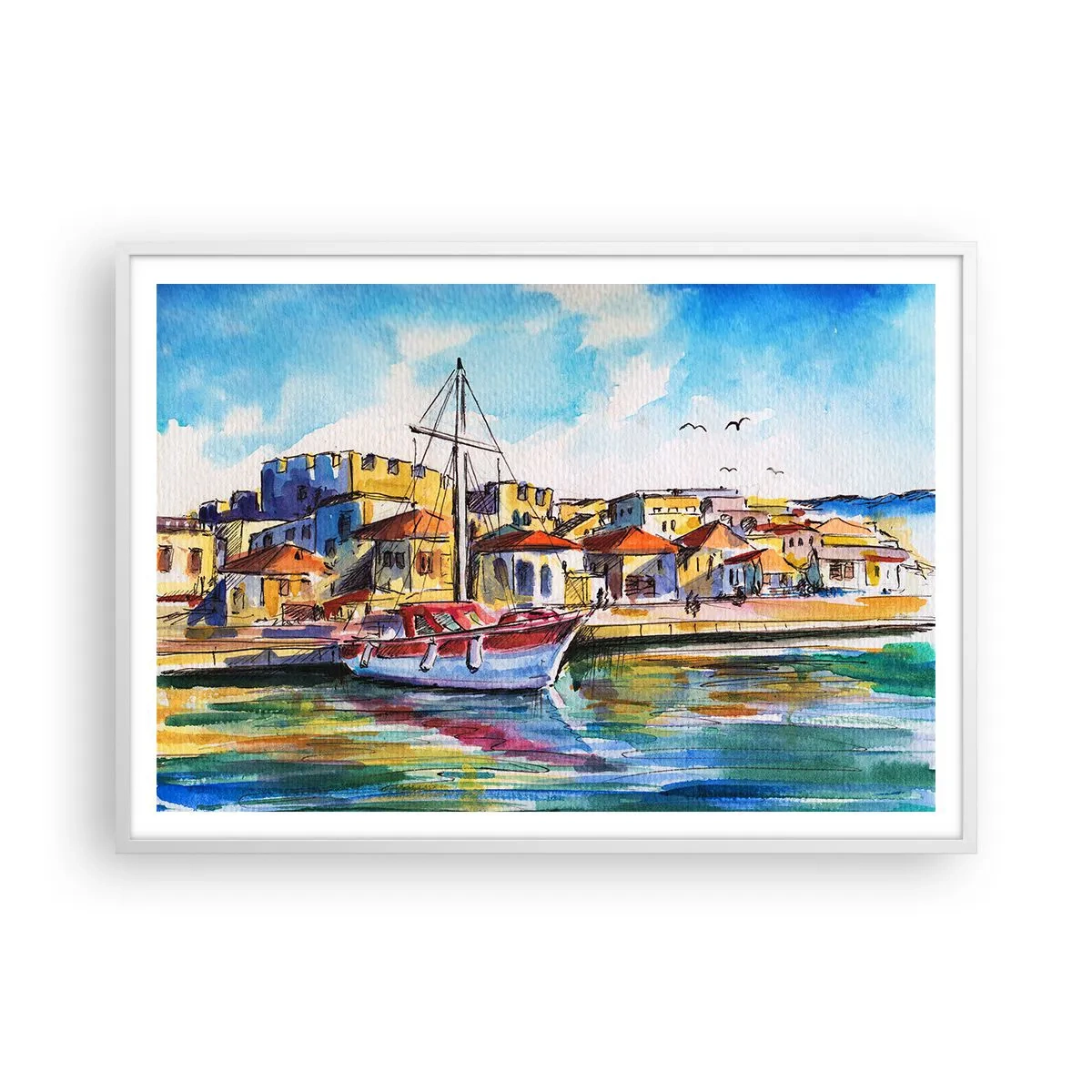Affisch i vit ram - Regnbågseftermiddag - 100x70 cm