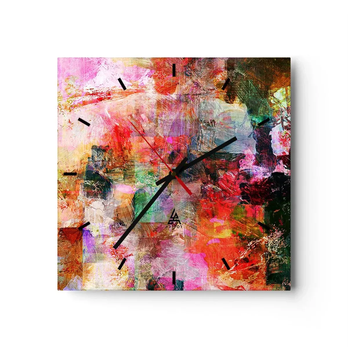 Väggklocka - Klocka på glas - En resa genom det rosa - 30x30 cm
