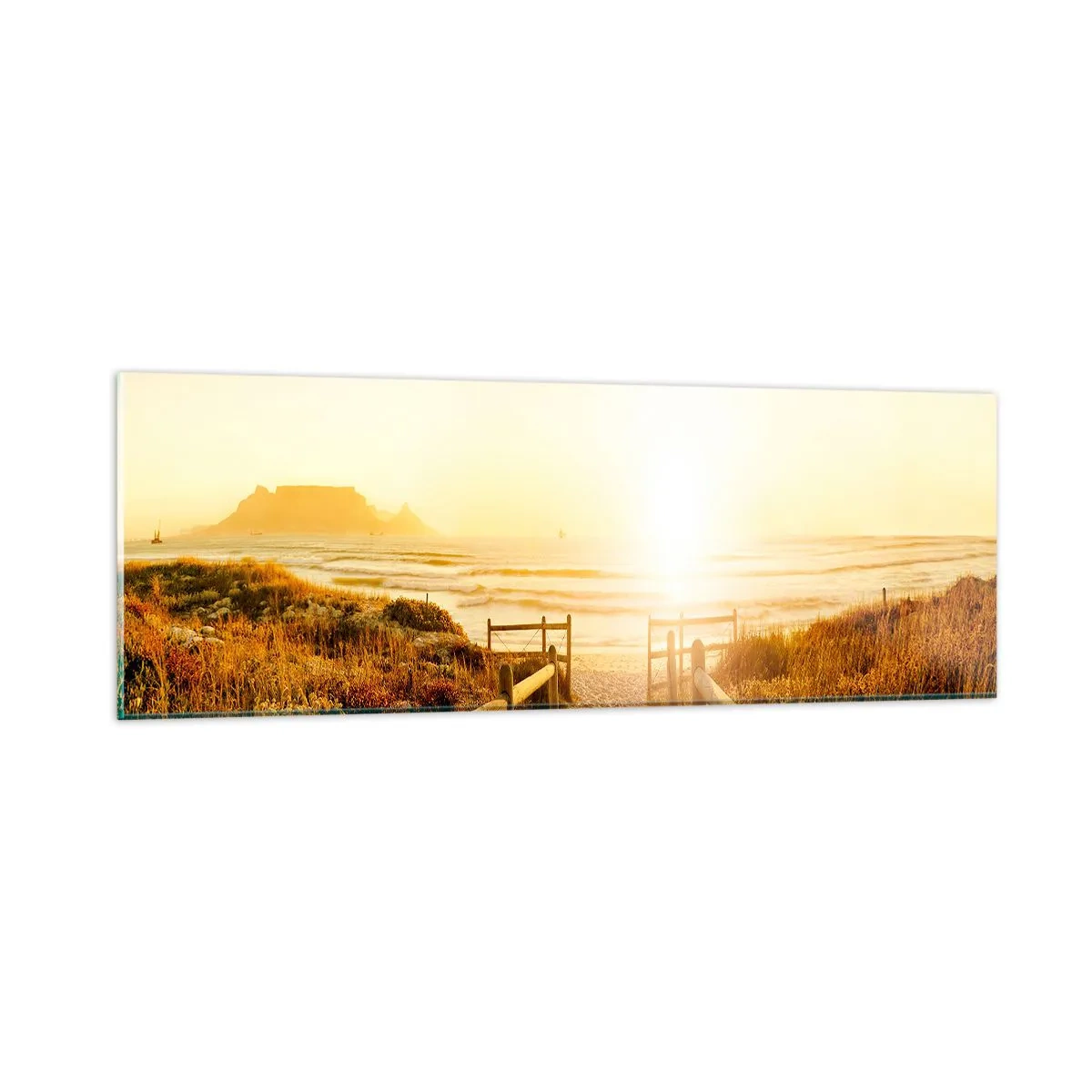 Glastavla - Bild på glas - Genom sanddynan mot solen - 90x30 cm