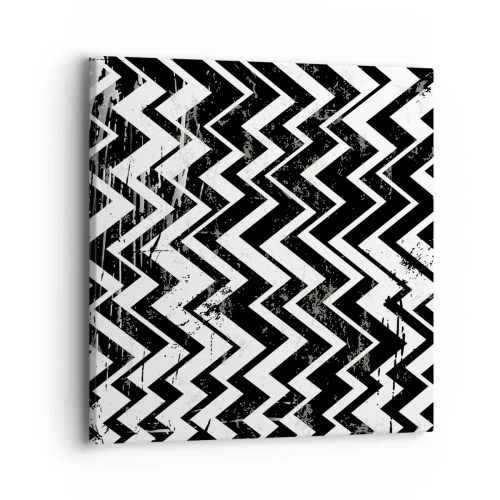 Canvastavla - Bild på duk - Zick-vitt, zack-svart - 40x40 cm