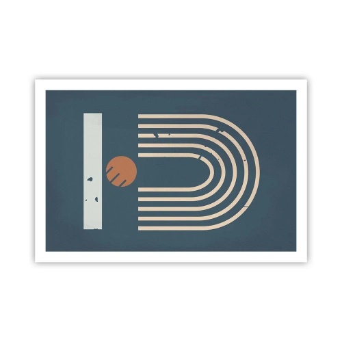 Affisch - Geometri mot mörkblå bakgrund - 91x61 cm