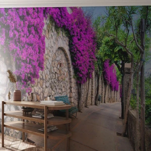 Fototapet Premium Sand - Låt oss träffas snarast möjligt - Stad, Blommor, Italien - 250x175 cm
