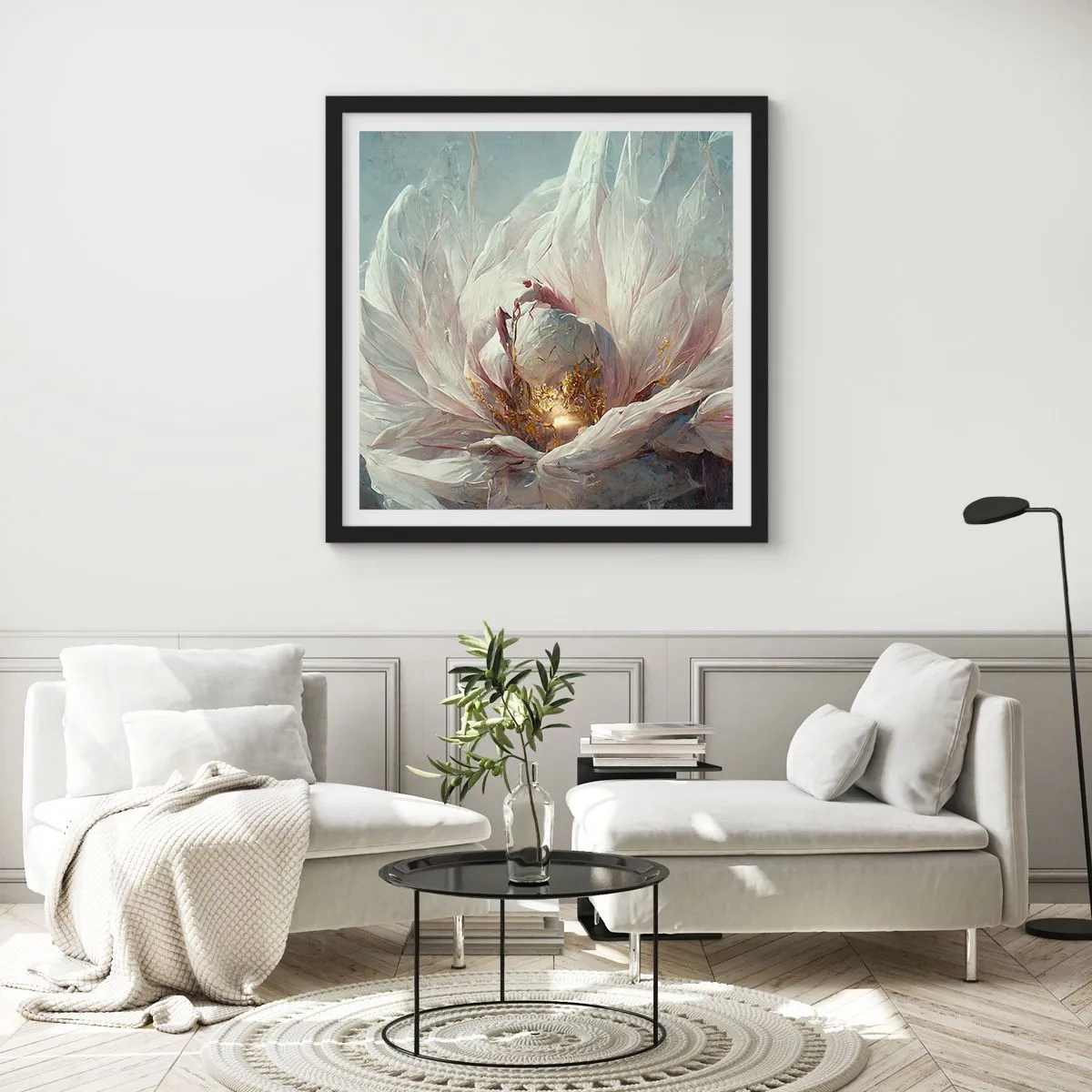 Affisch i svart ram - Blommar en gång på hundra år - 40x40 cm