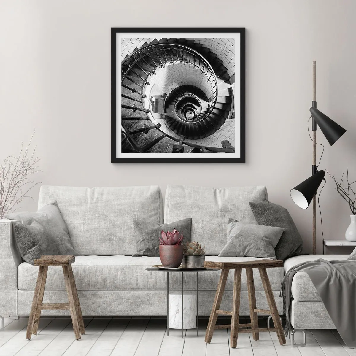 Affisch i svart ram - Högre och högre - 30x30 cm