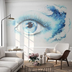 Fototapet Premium Canvas - Doppa sig i den blåa blicken - Abstraktion, Öga, Bit - 350x256 cm