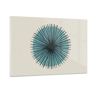 Glastavla - Bild på glas - Radier mot blått - 120x80 cm