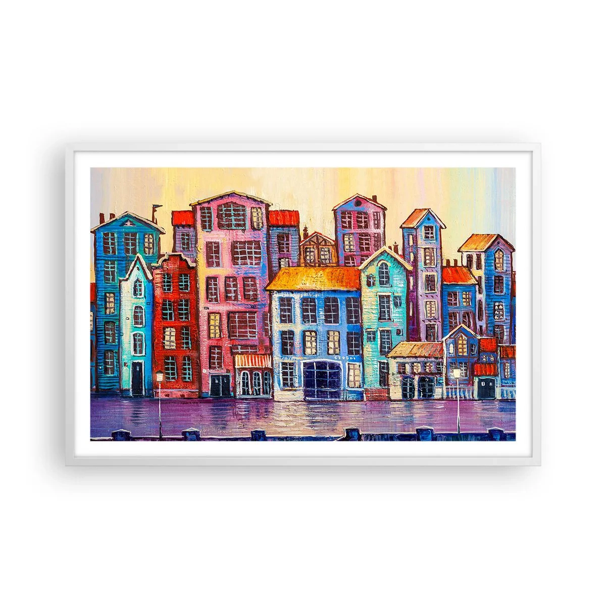 Affisch i vit ram - En sagostad  - 91x61 cm