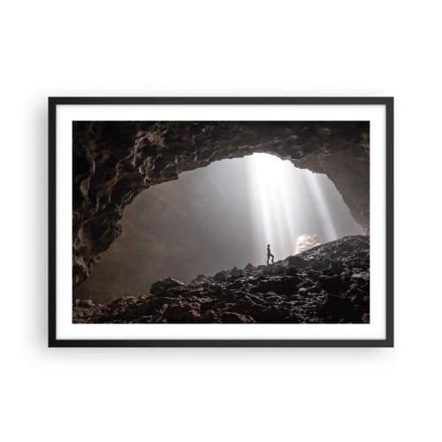 Affisch i svart ram - Ljusfylld grotta - 70x50 cm