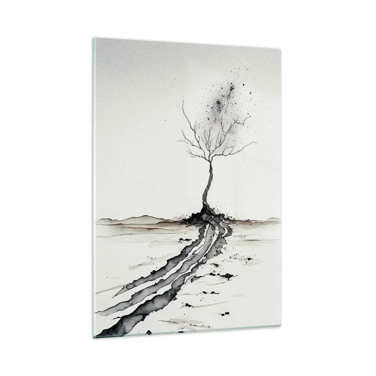Glastavla - Bild på glas - Vinterns melankoli - 50x70 cm
