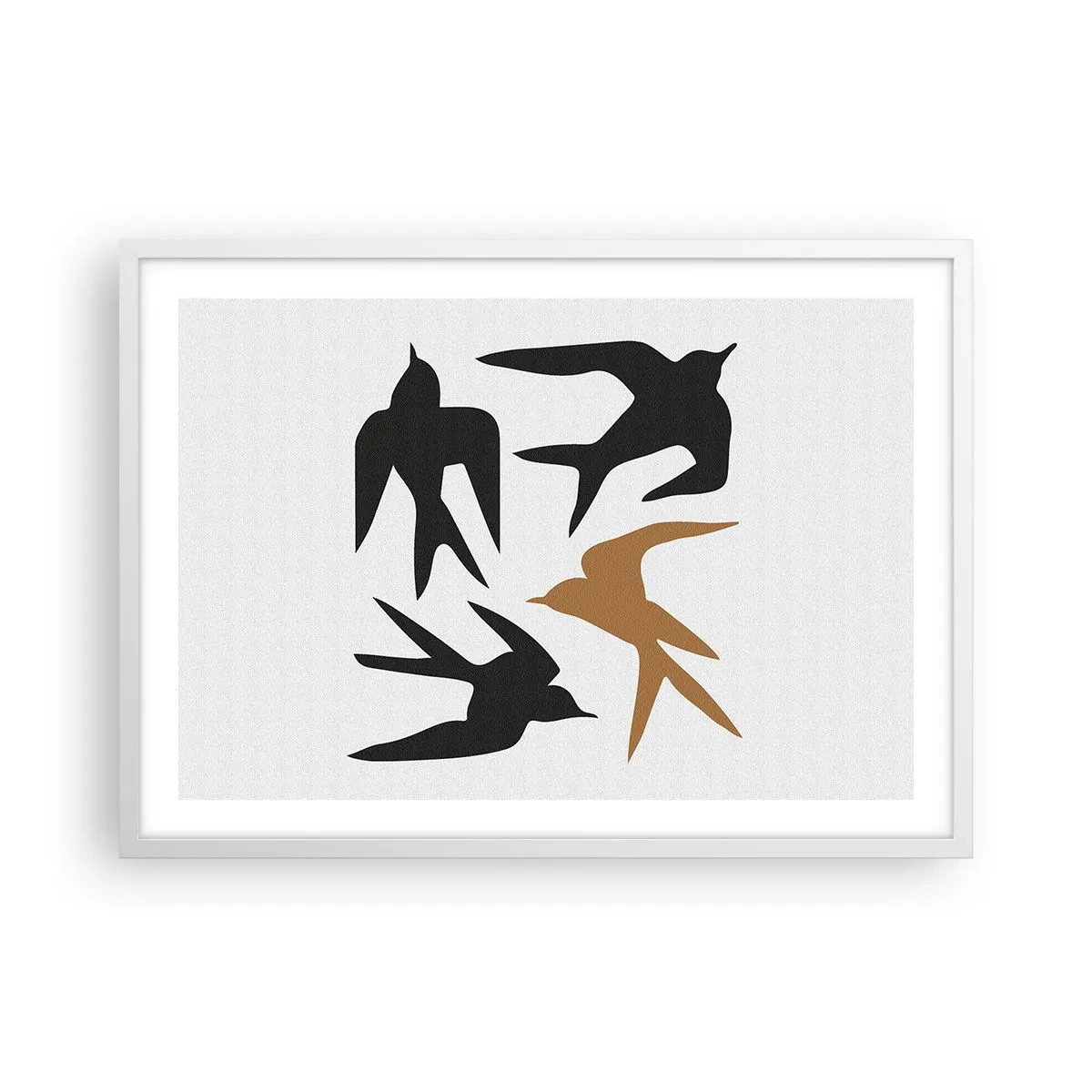 Affisch i vit ram - Svalornas lek - 70x50 cm