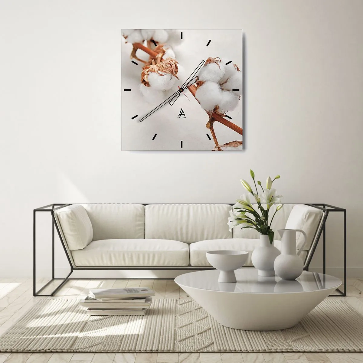 Väggklocka - Klocka på glas - Krama om - 40x40 cm