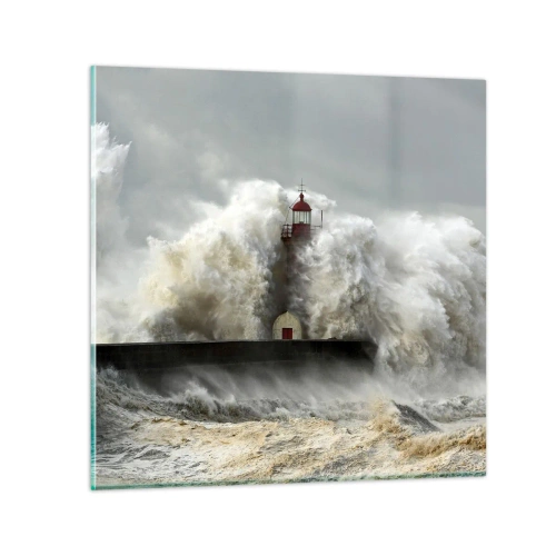 Glastavla - Bild på glas - Havets ilska - 70x70 cm