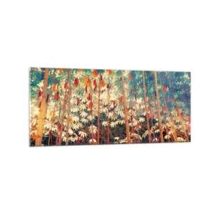 Glastavla - Bild på glas - Lövbladens hemlighetsfulla liv - 120x50 cm