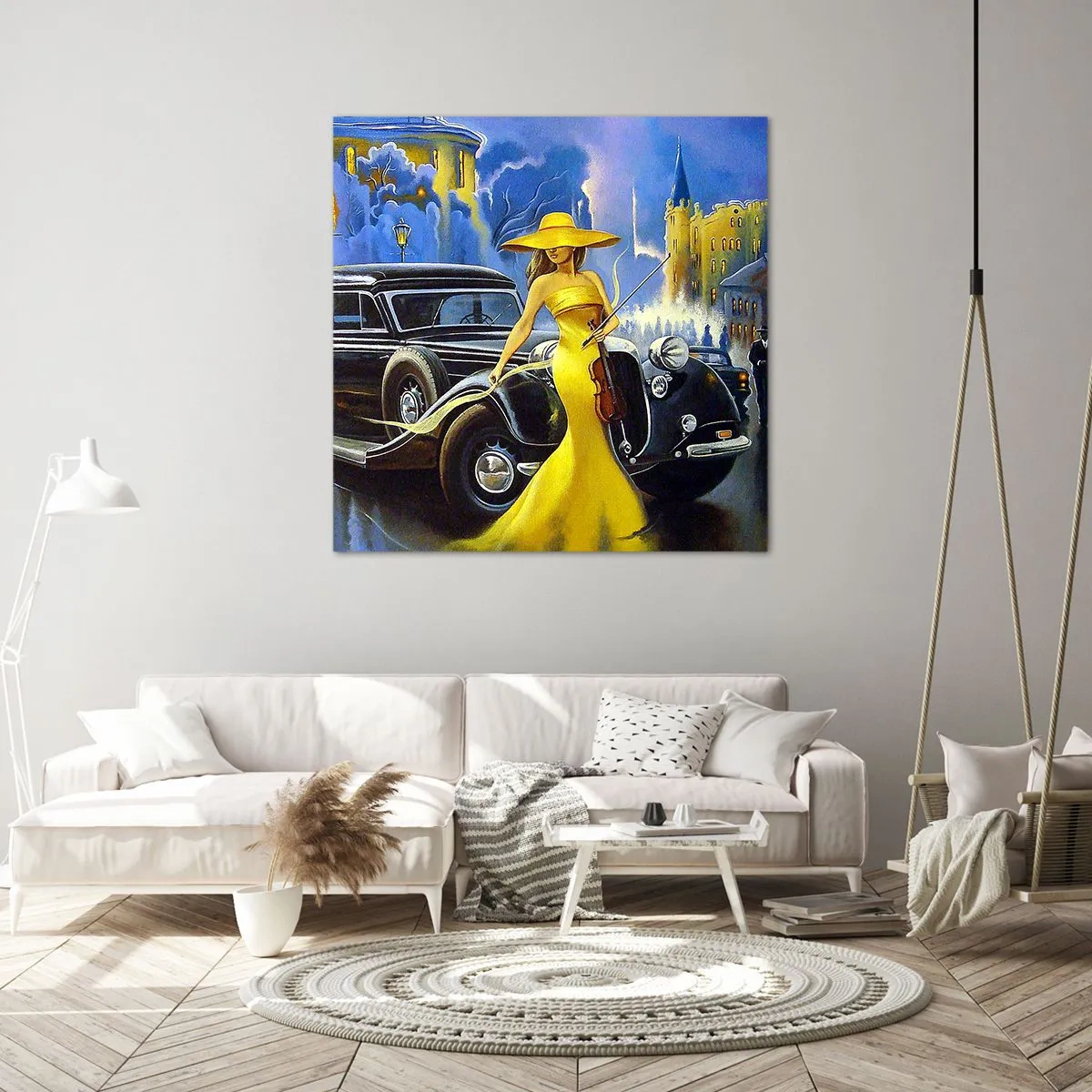 Canvastavla - Bild på duk - Nocturne för fiol och kärlek - 70x70 cm