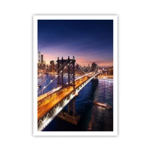 Affisch - Över ljusbron till stadens hjärta - 70x100 cm