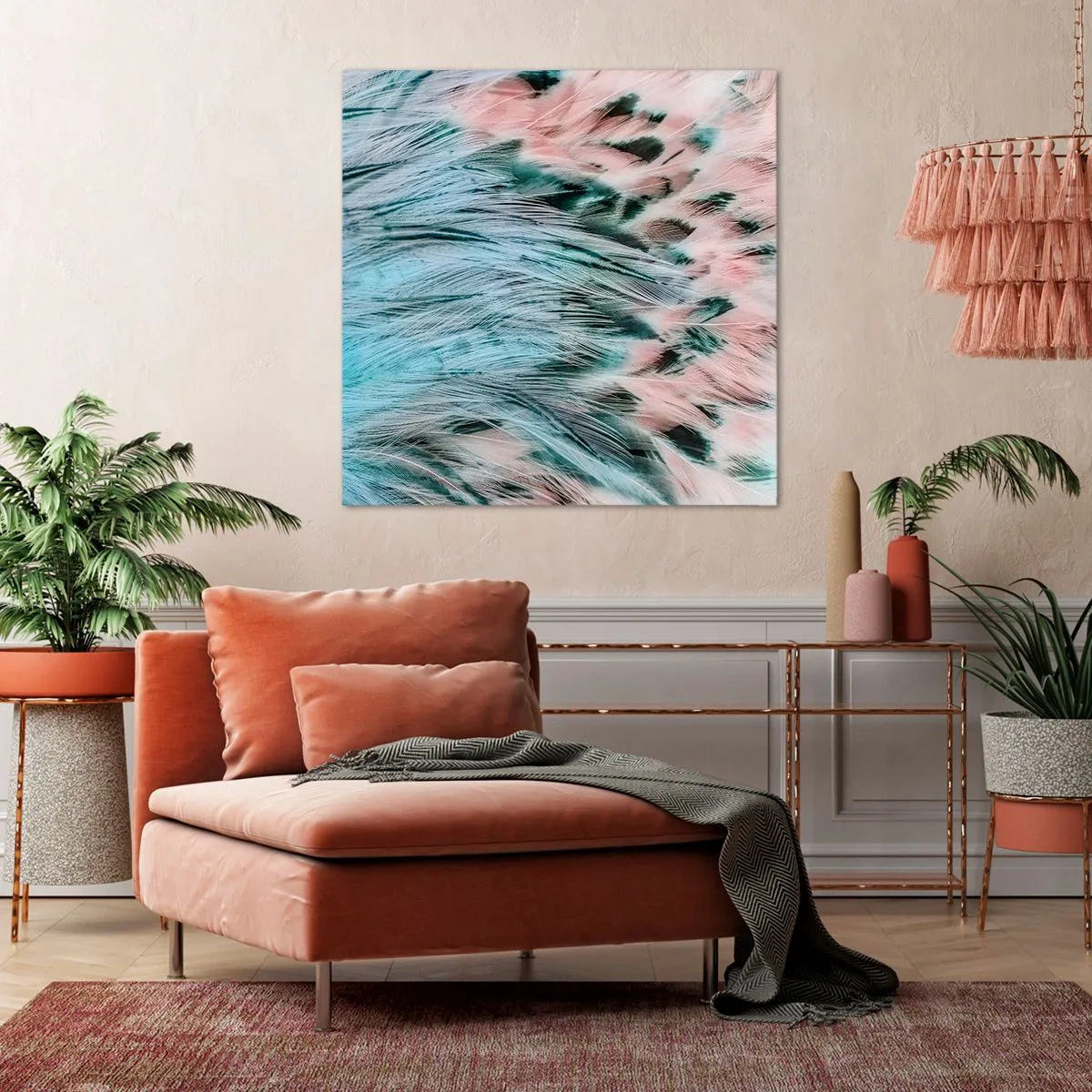 Canvastavla - Bild på duk - Safir-rosa dun - 60x60 cm