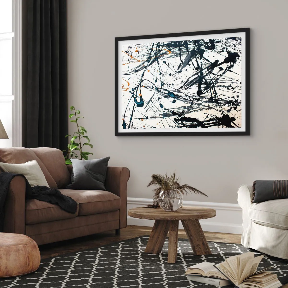 Affisch i svart ram - Expressionistisk abstraktion - 70x50 cm