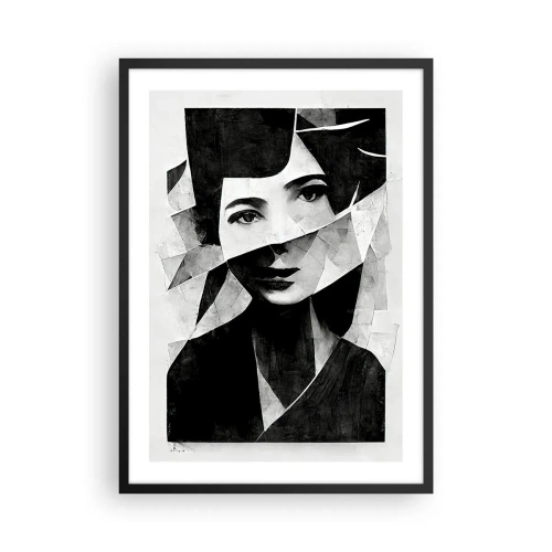 Affisch i svart ram - Porträtt av en kvinna i en abstrakt komposition - 50x70cm - Verkligen vad du är... - Modern väggdekoration för vardagsrum och sovrum ARTTOR