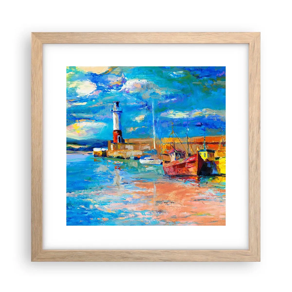 Affisch i ram av ljusek - Eftermiddag i regnbågsviken - 30x30 cm