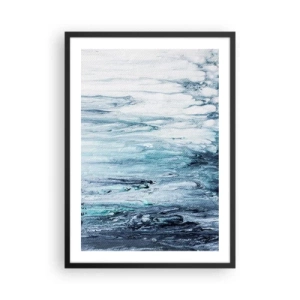 Affisch i svart ram - Abstrakt mönster i nyanser av blått och grått - 50x70cm - Blåa istappar - Modern väggdekoration för vardagsrum och sovrum ARTTOR