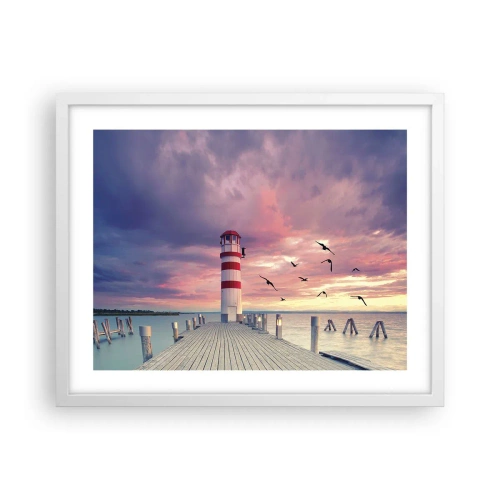 Affisch i vit ram - Dags att bege sig till hamnen - 50x40 cm