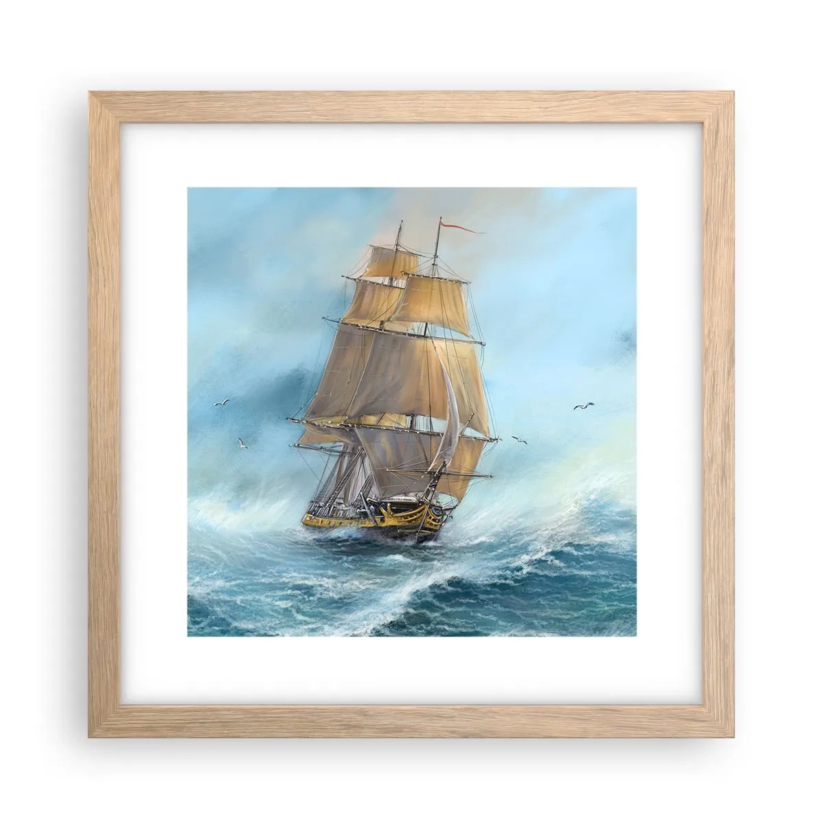 Affisch i ram av ljusek - Vinkande genom vågorna - 30x30 cm