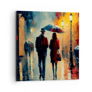 Canvastavla - Bild på duk - Kärlekshistoria på stan - 70x70 cm