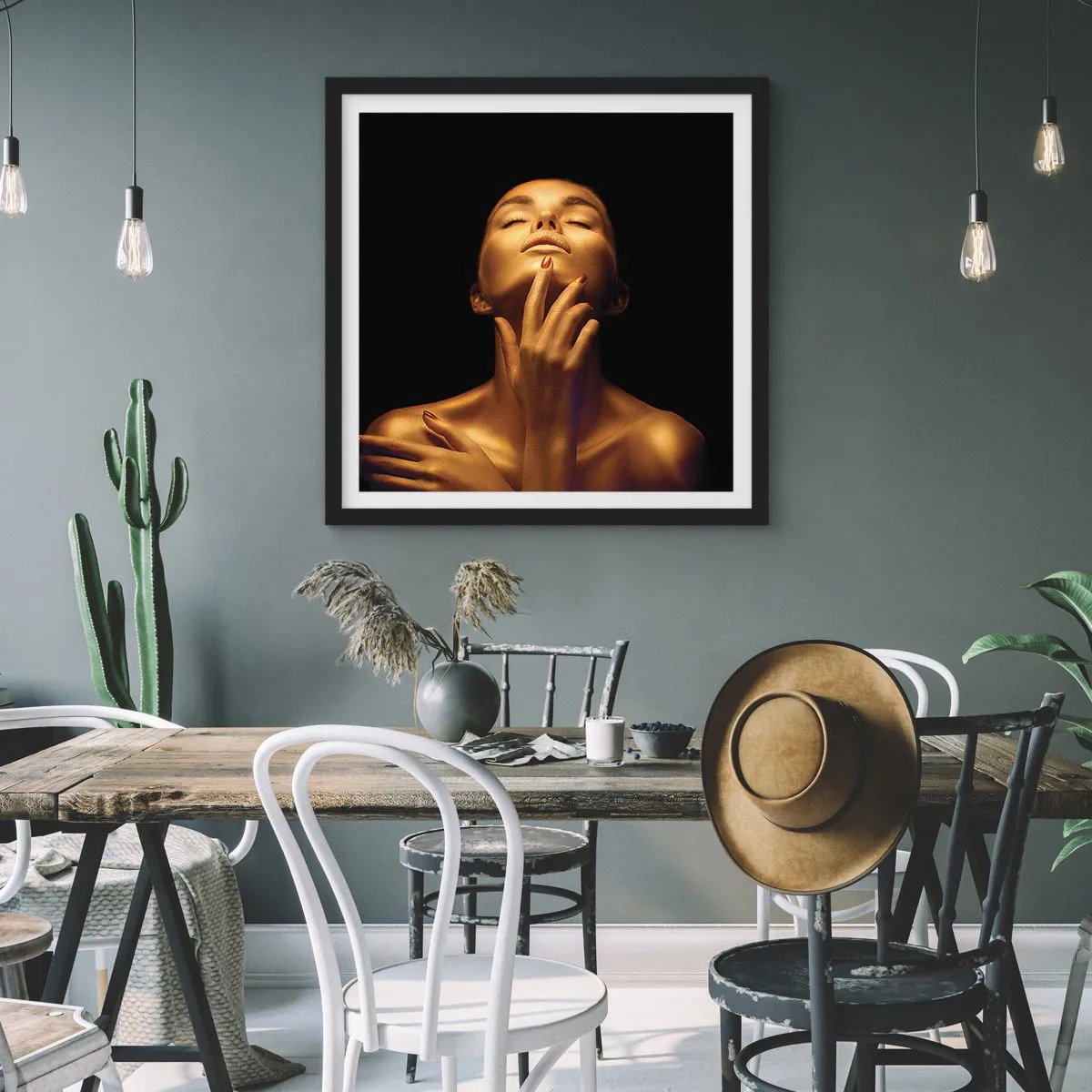 Affisch i svart ram - Som guldsilke - 40x40 cm