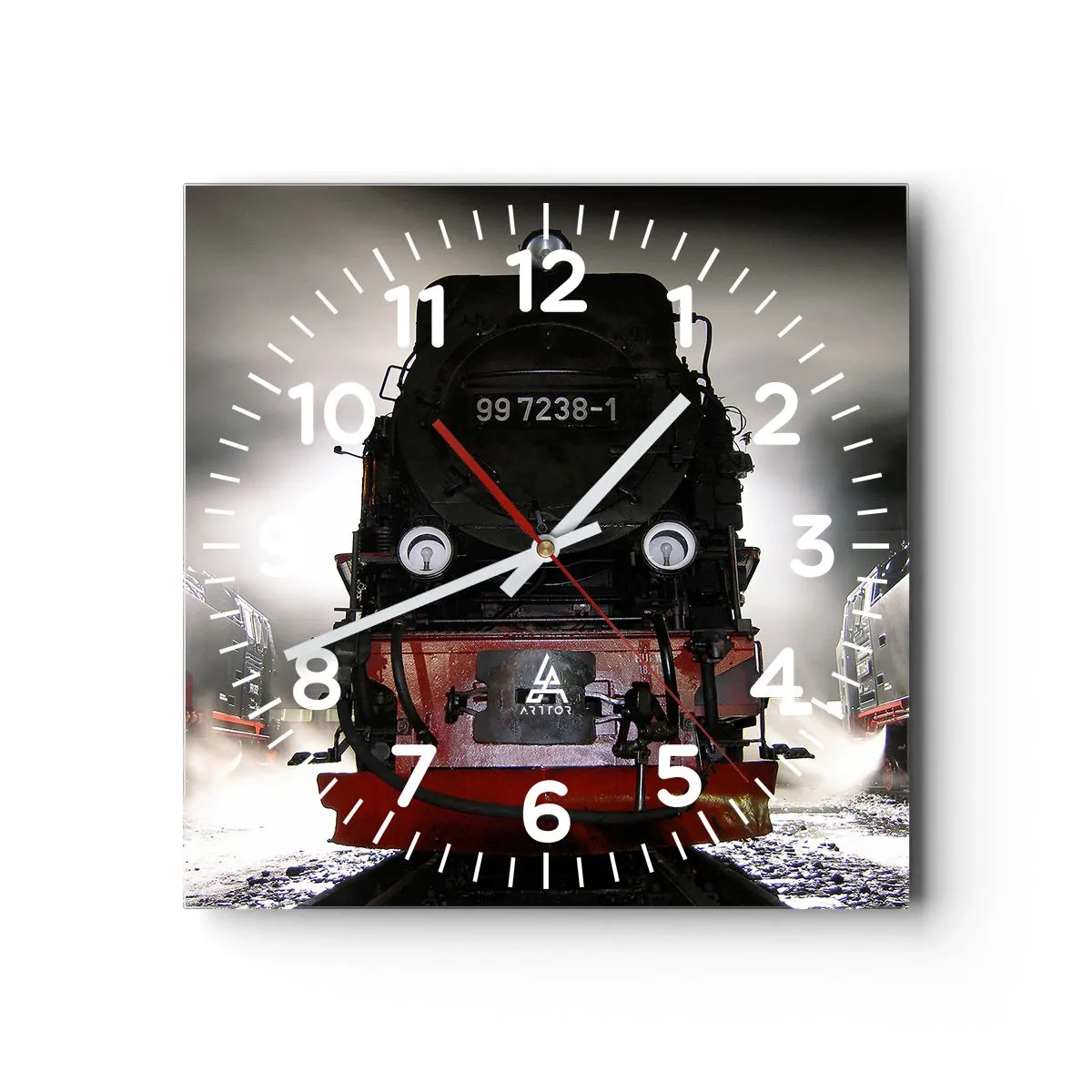 Väggklocka - Klocka på glas - Står och stjäler, andas och blåser - 30x30 cm