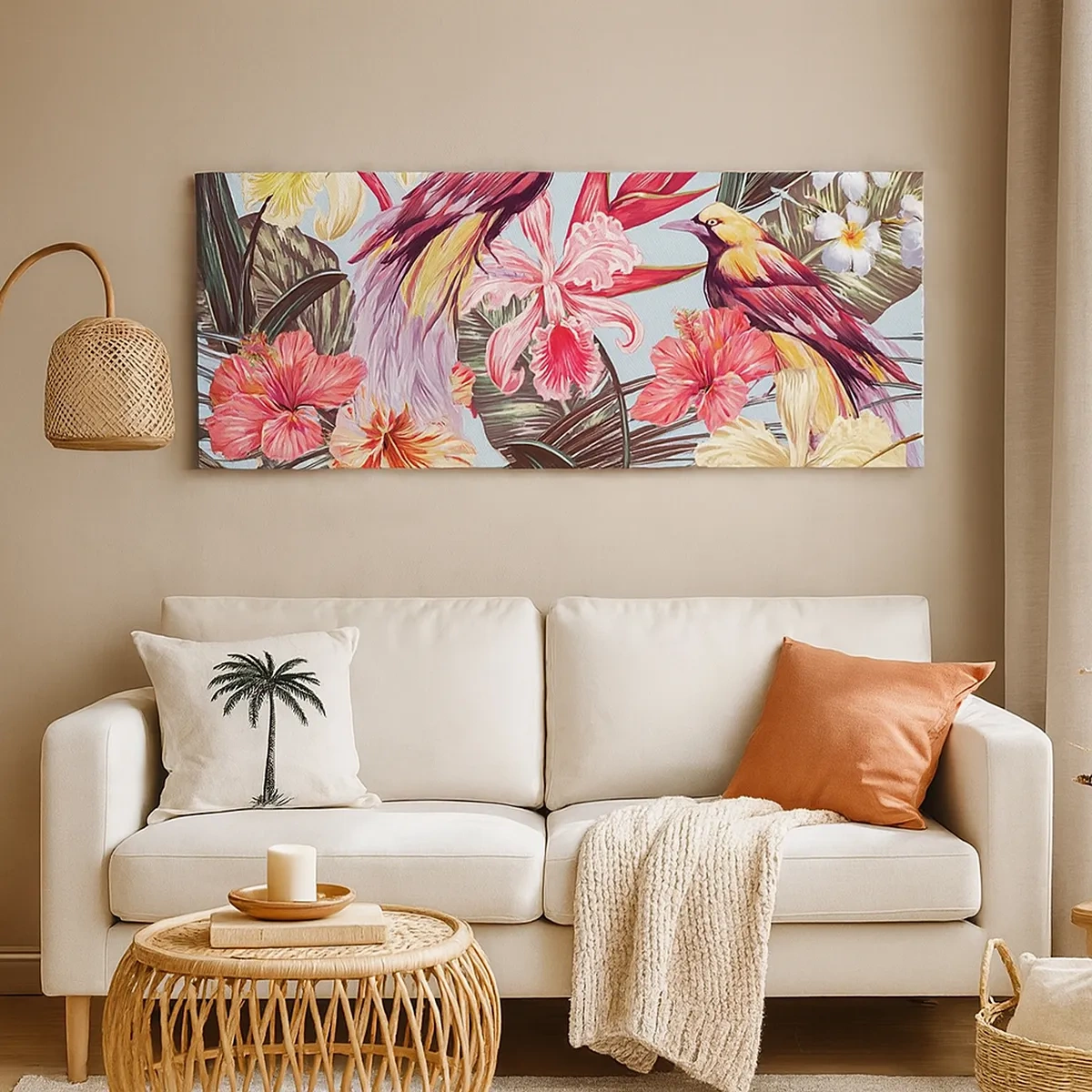 Canvastavla - Bild på duk - Flingor och fjädrar - 30x30 cm