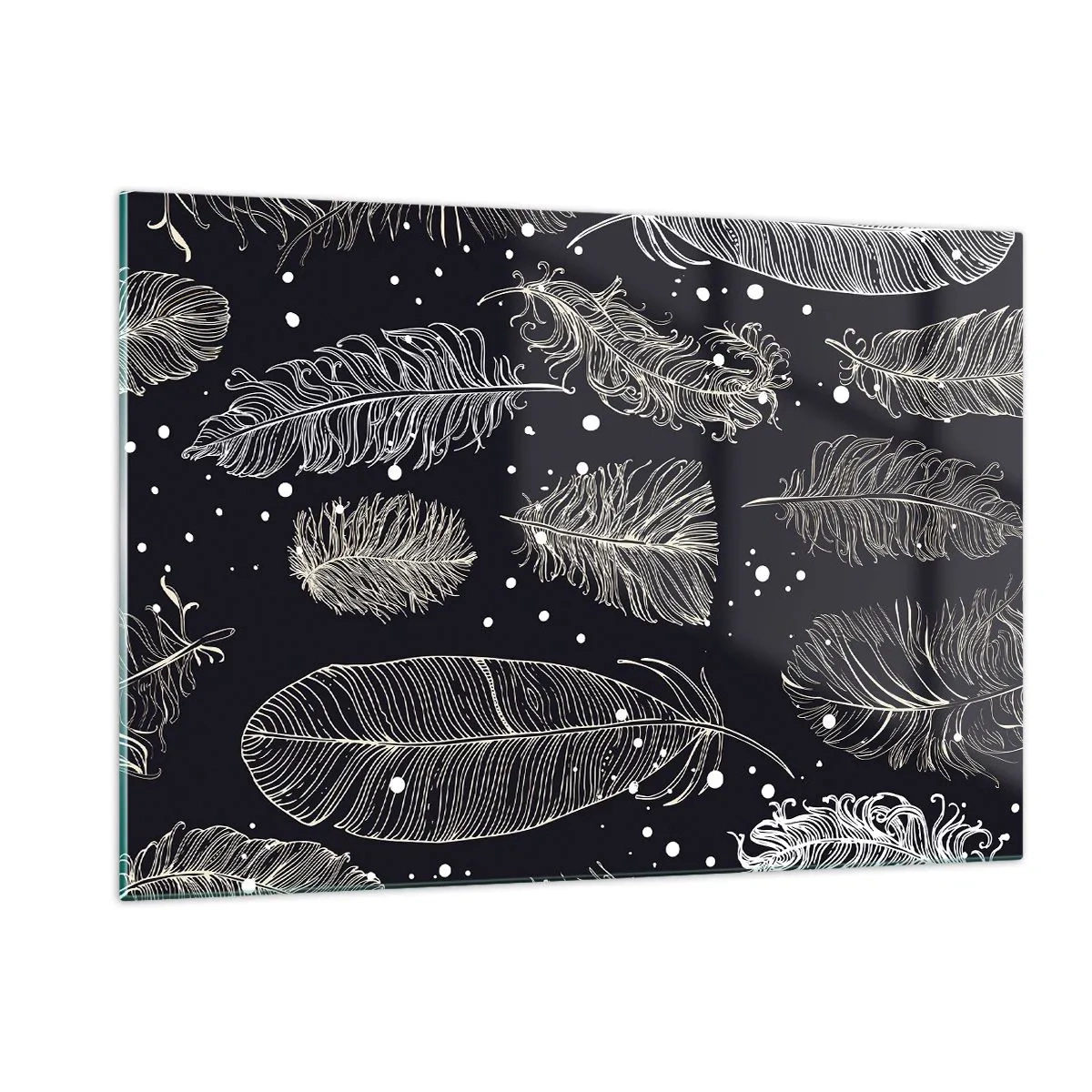 Glastavla - Bild på glas - Fjäderspets - 120x80 cm