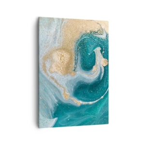 Canvastavla - Bild på duk - Guld- och turkosvirvel - 50x70 cm