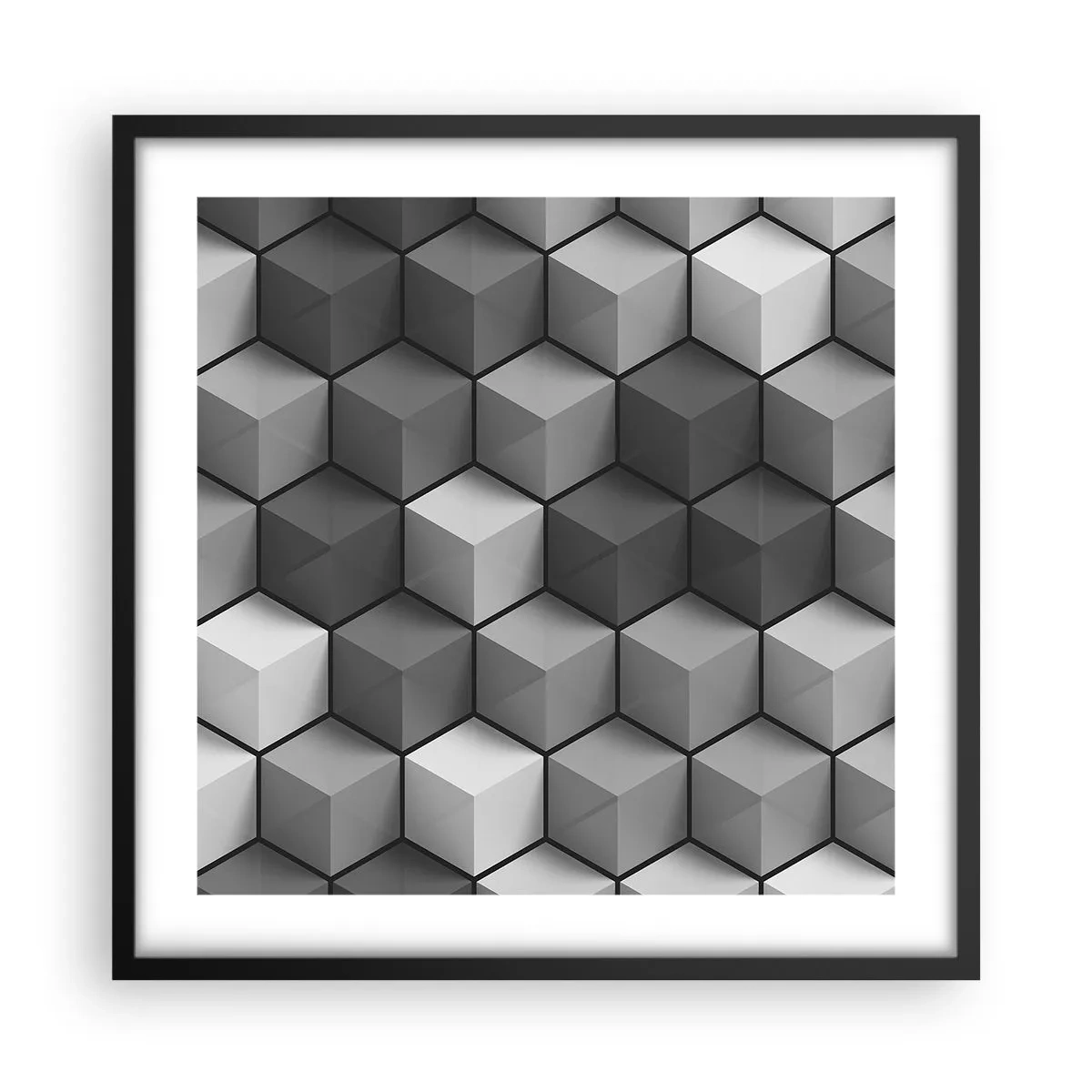 Affisch i svart ram - Kubistiskt pussel - 50x50 cm