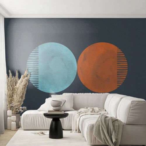 Självhäftande Fototapet Deluxe Sticker - Endast geometri? - Abstraktion, Bit, distrikt - 450x315 cm