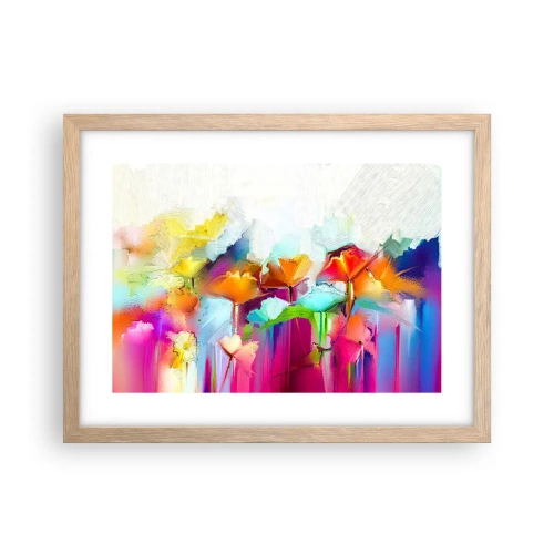 Affisch i ram av ljusek - Regnbågen blommar - 40x30 cm