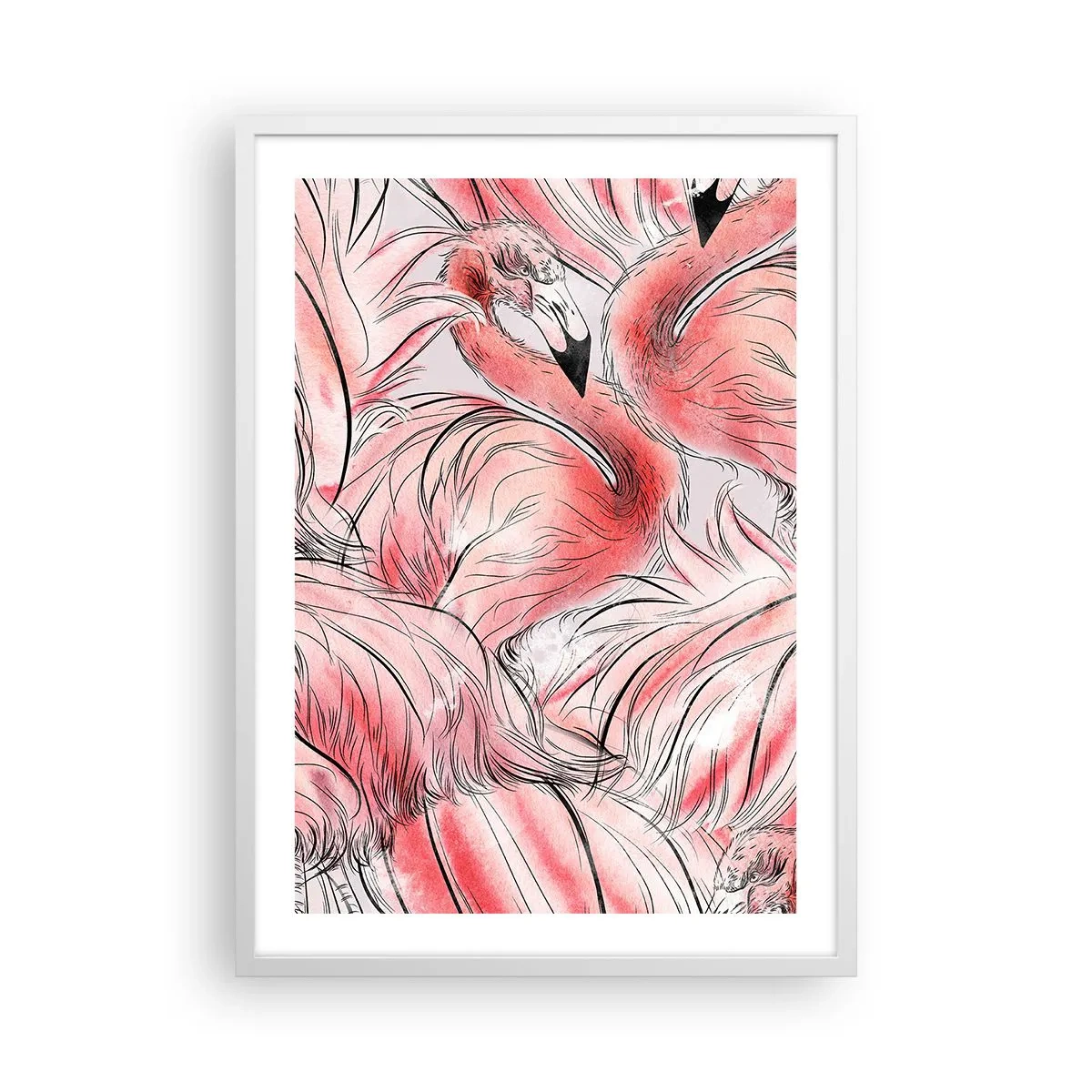 Affisch i vit ram - Fåglarnas corps de ballet - 50x70 cm