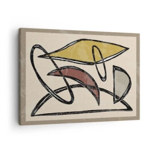 Canvastavla - Bild på duk - Abstraktion med geometriska former och dämpade färger - 70x50cm - Vertikaler och nivåer - Modern väggdekoration för vardagsrum och sovrum ARTTOR