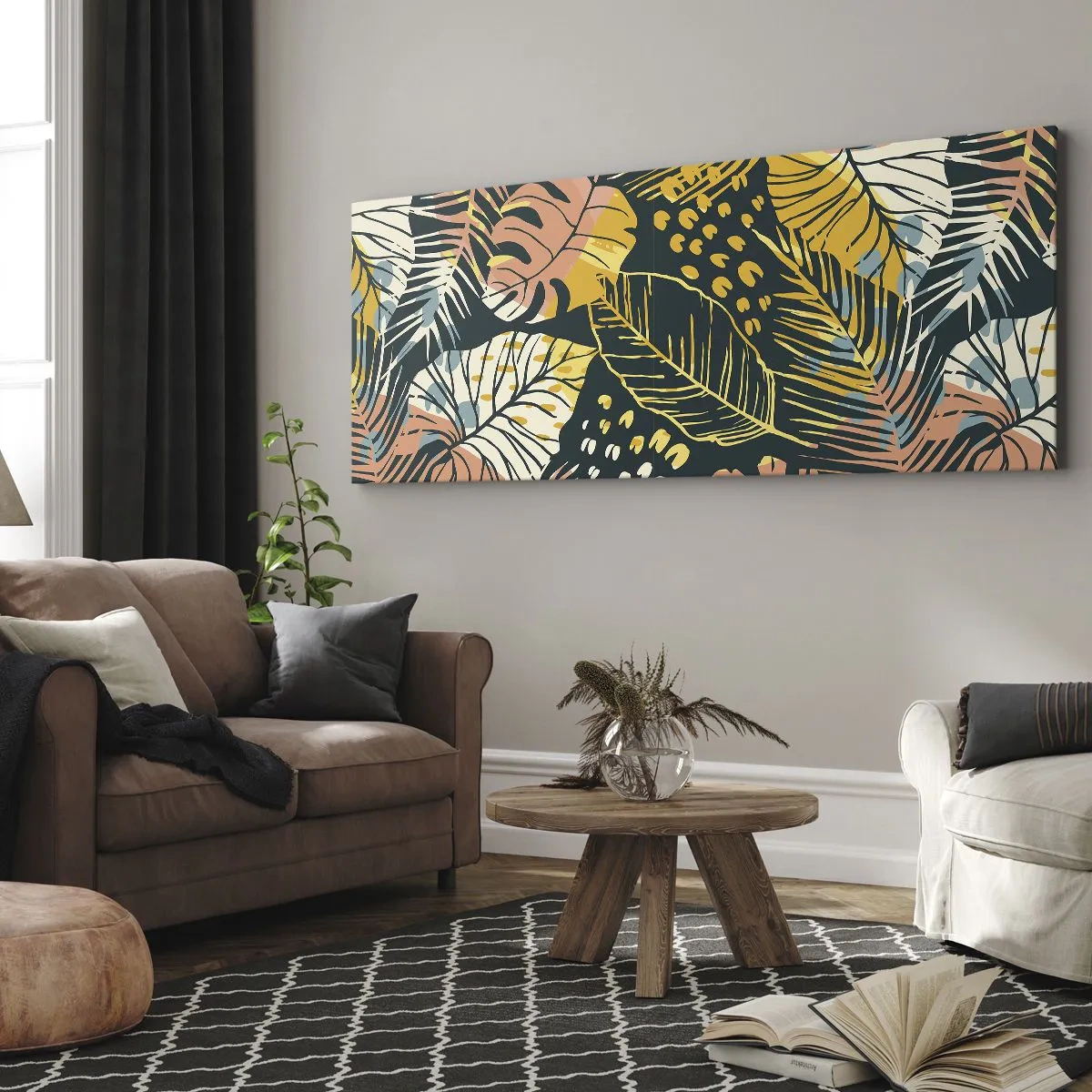 Canvastavla - Bild på duk - Lövfantasi - 160x50 cm