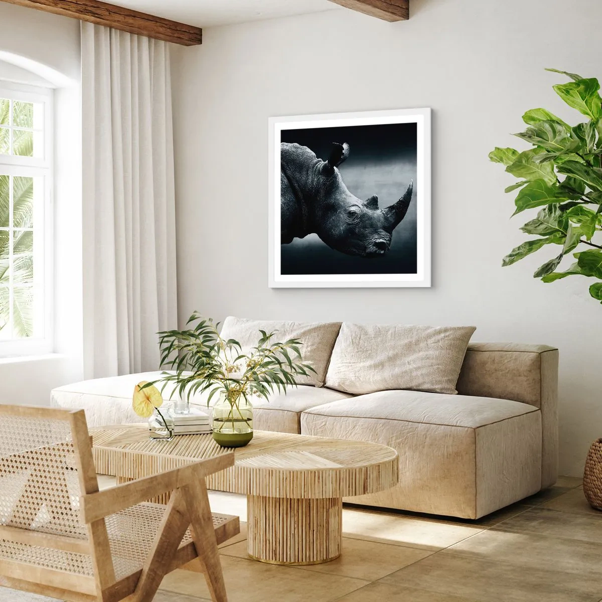 Affisch i vit ram - Höger profil - 40x40 cm