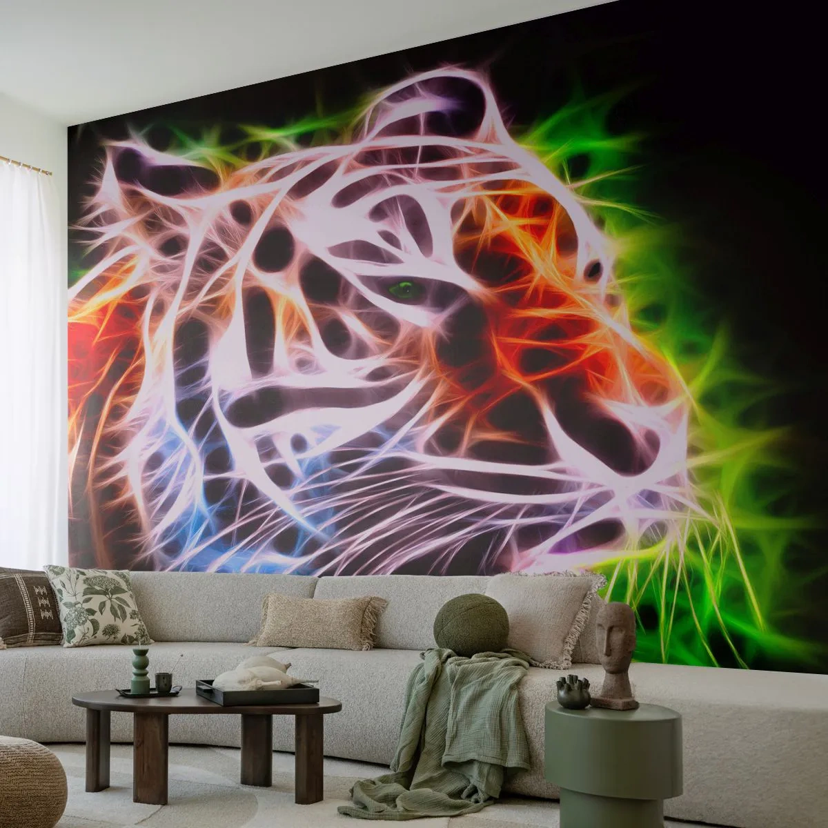 Fototapet Premium Canvas - Farlig stämning - Abstraktion, Djur, Rovdjur - 250x175 cm