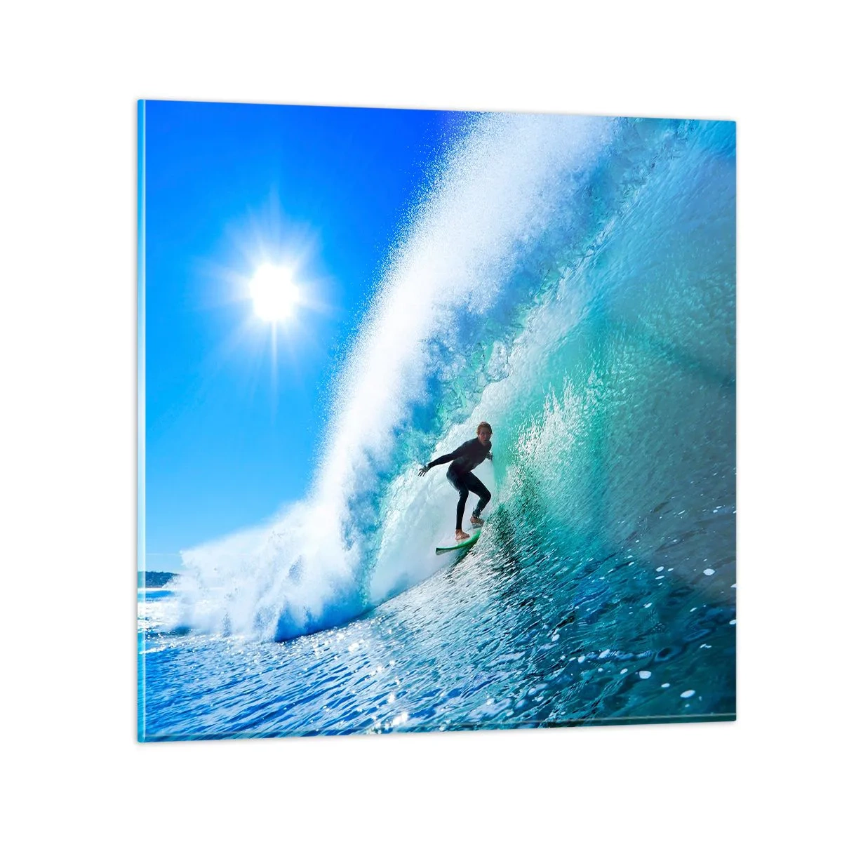 Glastavla - Bild på glas - Genom stora blåa - 60x60 cm