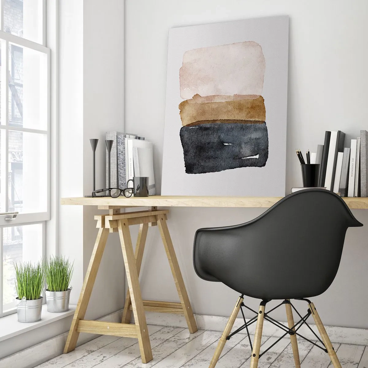 Glastavla - Bild på glas - Komposition av jordens färger - 70x100 cm